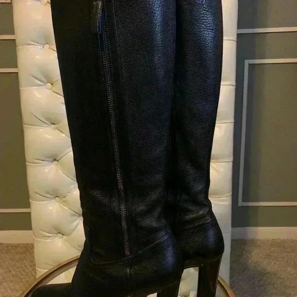 Prada Boot Mid Calf Double (2) Zippers High Heels Size 8 Black Soft Leather. - Picture 5 of 13
